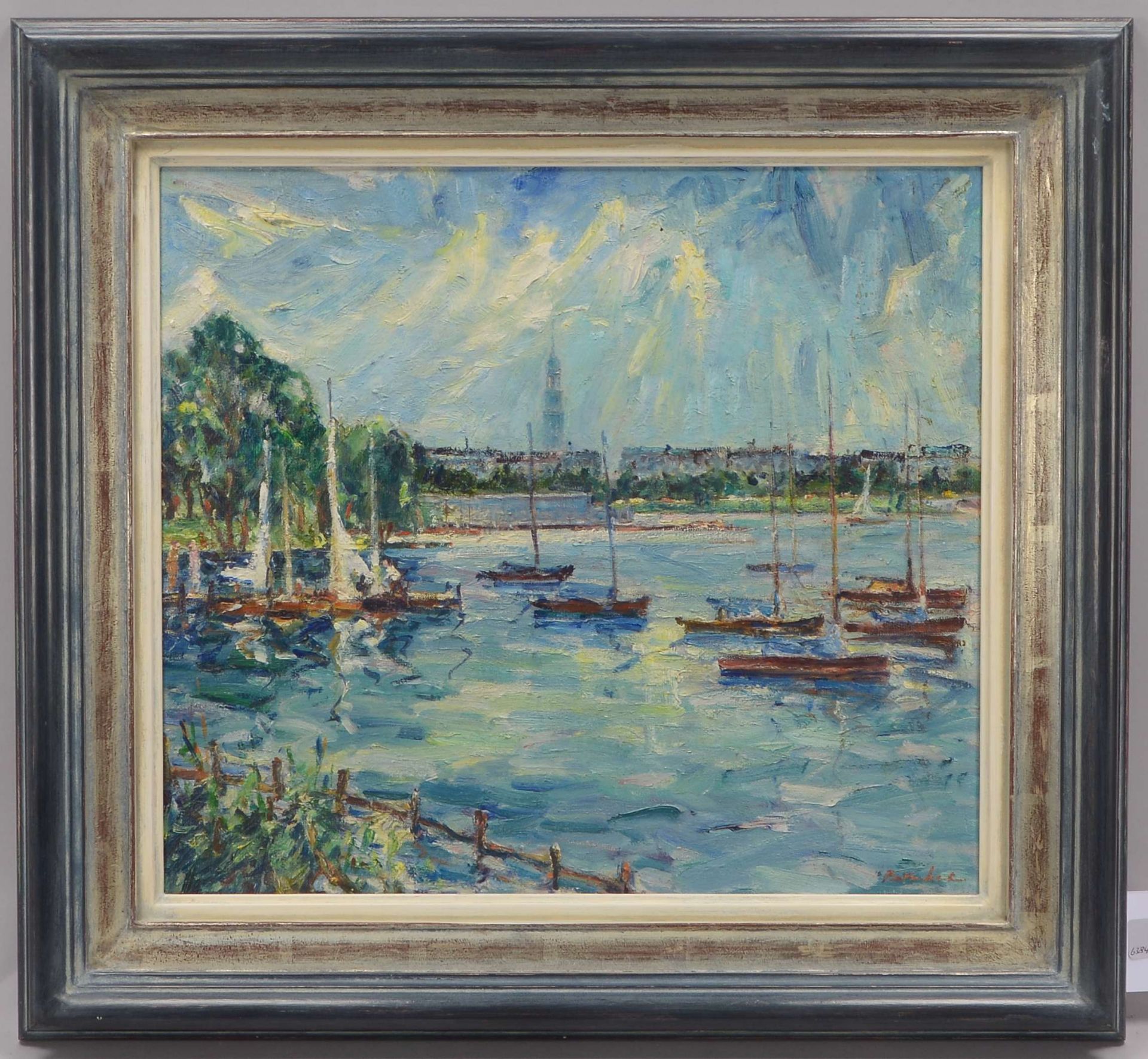 Brinkmann, Johannes (1902 - 1977, Hamburg), -Segelboote auf der Alster-, Oel/Lw, unten rechts signie