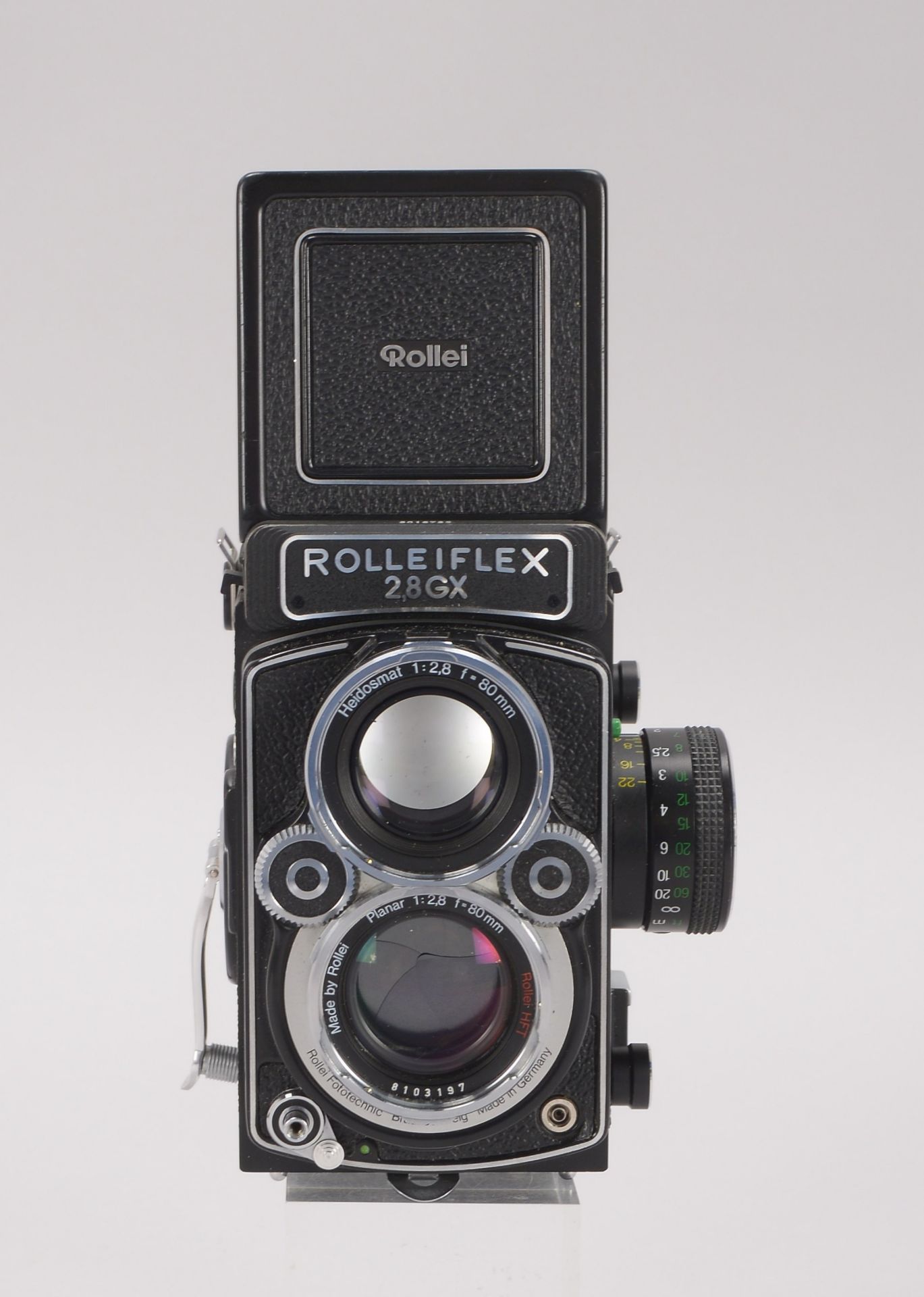 Kamera, -Rolleiflex GX 2,8-, mit Objektiv -Planar 2,8/80, Rollei HFT-, in gepflegtem Zustand, in ori