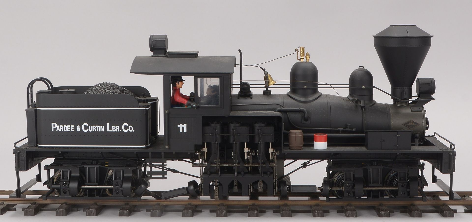 Bachmann Lokomotive m. Tender, Spur 45 mm, - Pardee + Curtin No.11 -,Laenge ca. 52 cm, gebrauchter Z