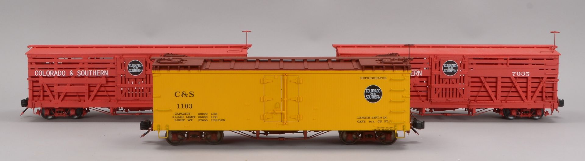 3 Bachmann Lang-Waggons, Vieh und Gueterwaggon, Spur G