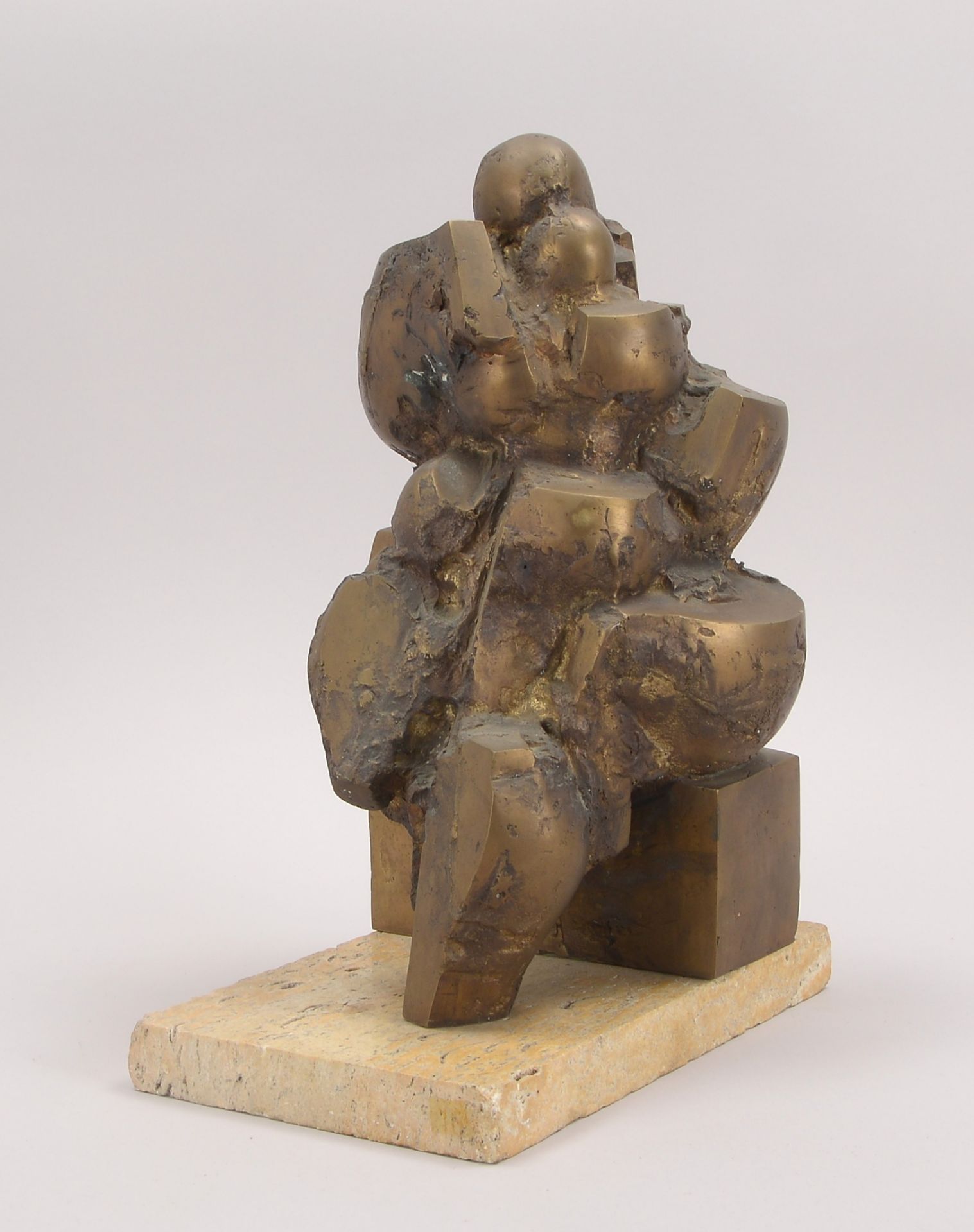 Shiwkow, Bogomil (bulgarischer Bildhauer), -Liebespaar-, Bronzeskulptur, mit messingfarbener Patina, - Bild 2 aus 4