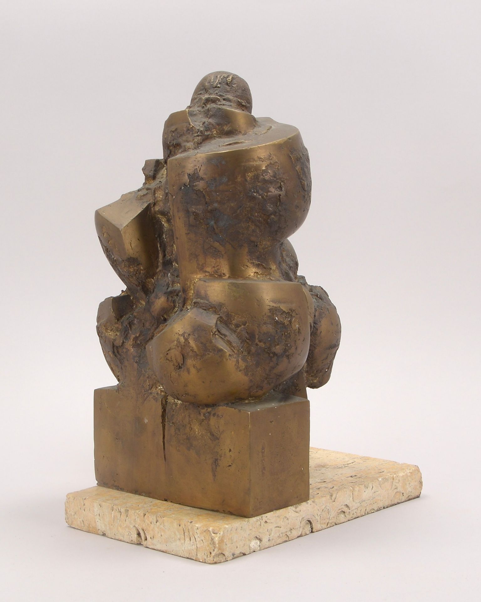 Shiwkow, Bogomil (bulgarischer Bildhauer), -Liebespaar-, Bronzeskulptur, mit messingfarbener Patina, - Bild 4 aus 4