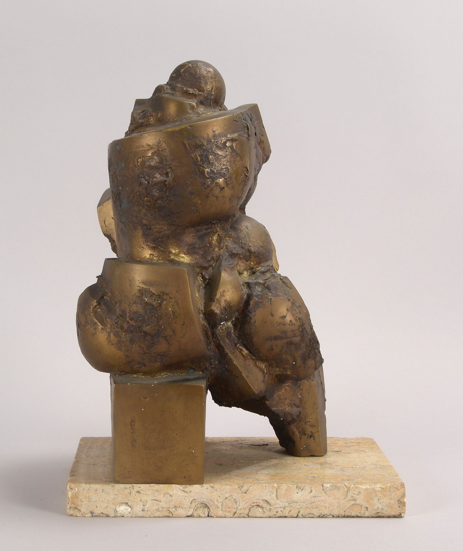 Shiwkow, Bogomil (bulgarischer Bildhauer), -Liebespaar-, Bronzeskulptur, mit messingfarbener Patina, - Bild 3 aus 4