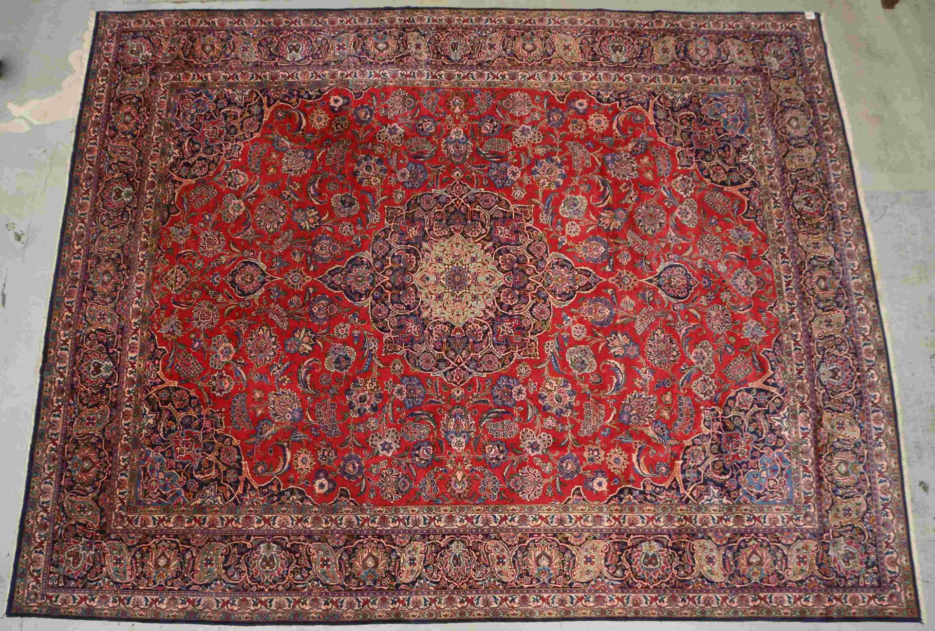 Gro&szlig;er Keshan, feine Kn&uuml;pfung, hochflorig - in gutem Zustand; Ma&szlig;e 413 x 320 cm