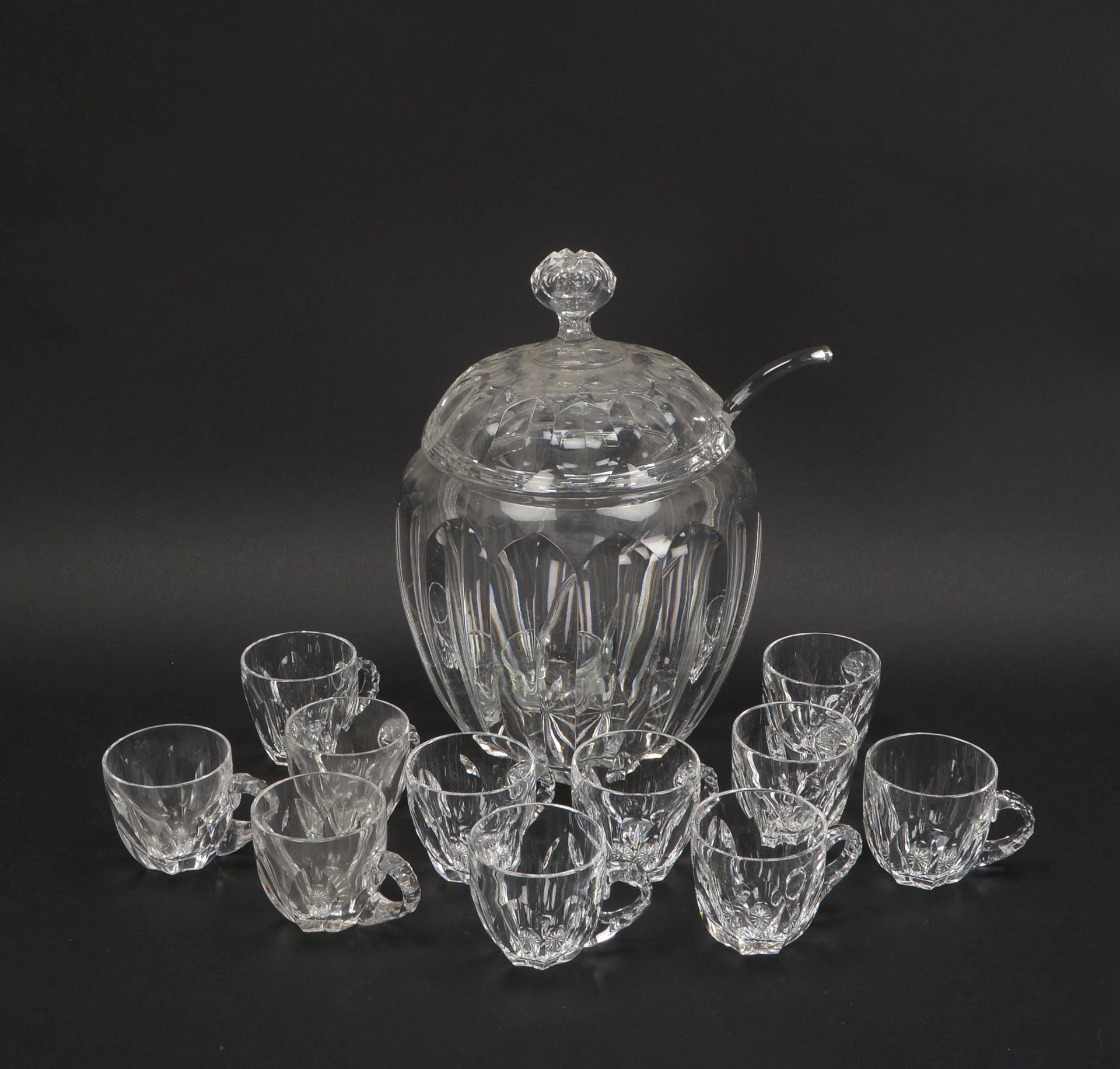 Glasbowlen-Set, Bleikristall, 13-teilig: 1 Bowlengef&auml;&szlig; mit 11-teiligem Gl&auml;sersatz, m - Image 2 of 2