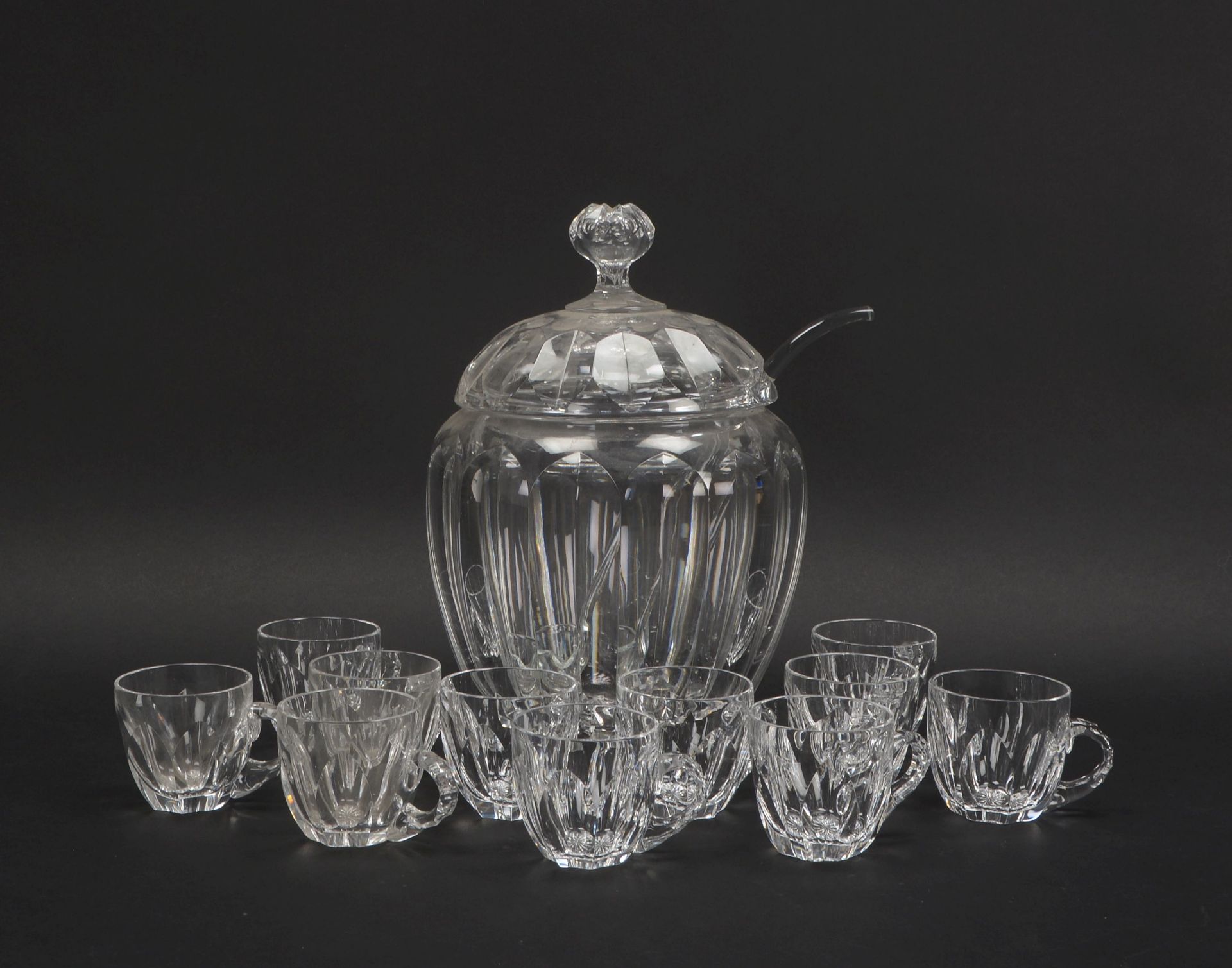 Glasbowlen-Set, Bleikristall, 13-teilig: 1 Bowlengef&auml;&szlig; mit 11-teiligem Gl&auml;sersatz, m