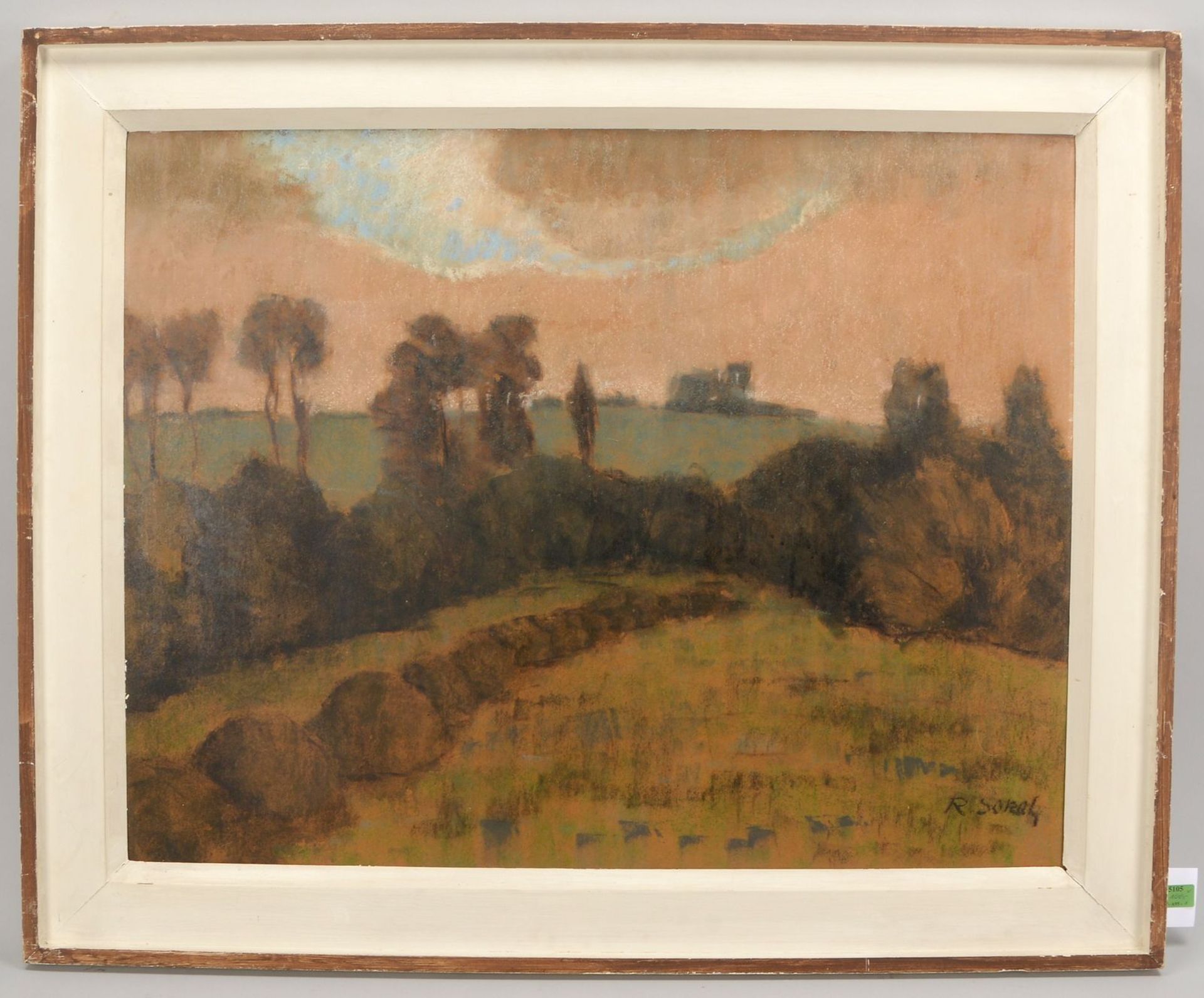 Sokol, Rudolf (1887 - 1974), &#039;Landschaft&#039;, Kreidepastell auf Platte/gerahmt; Blattma&szlig