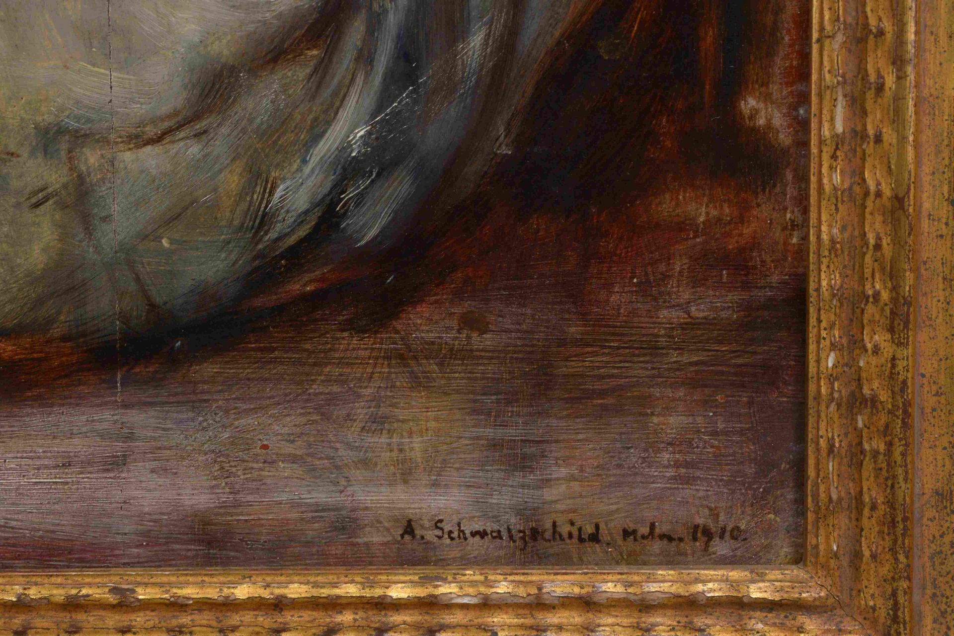 Schwarzschild, Alfred, 'Frau mit Rose', Öl auf Holz/gerahmt, signiert, ortsbezeichnet und datiert 'M - Bild 2 aus 2