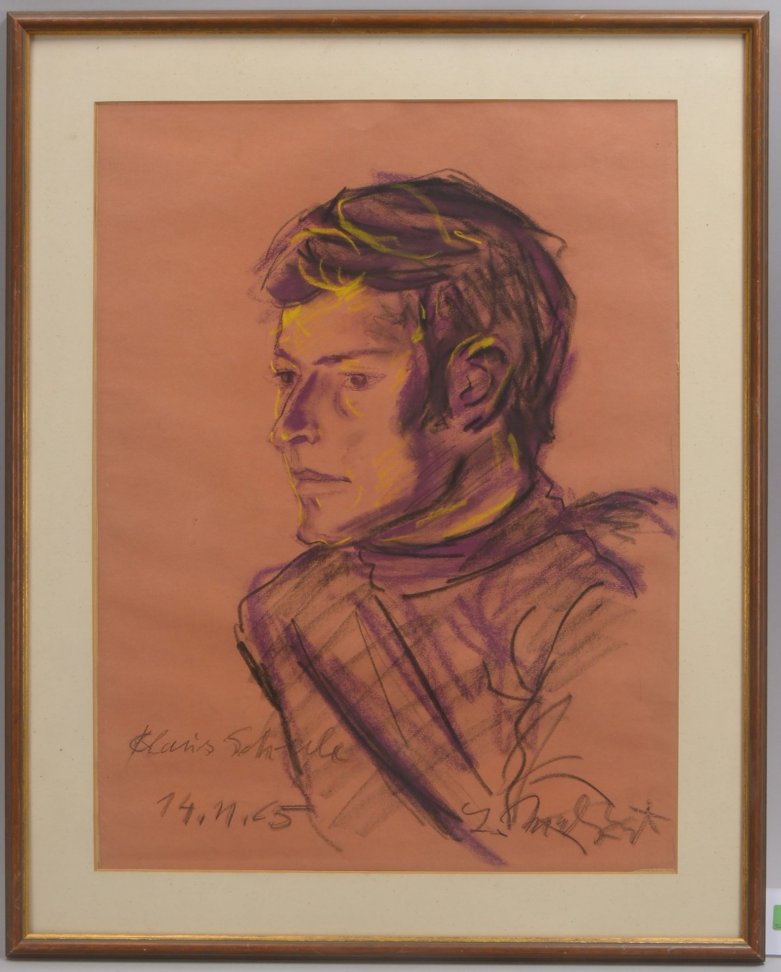 Malskat, Lothar (1913 - 1988), &#039;Portrait von Klaus Scheele&#039;, Kreide- und Kohlezeichnung, s