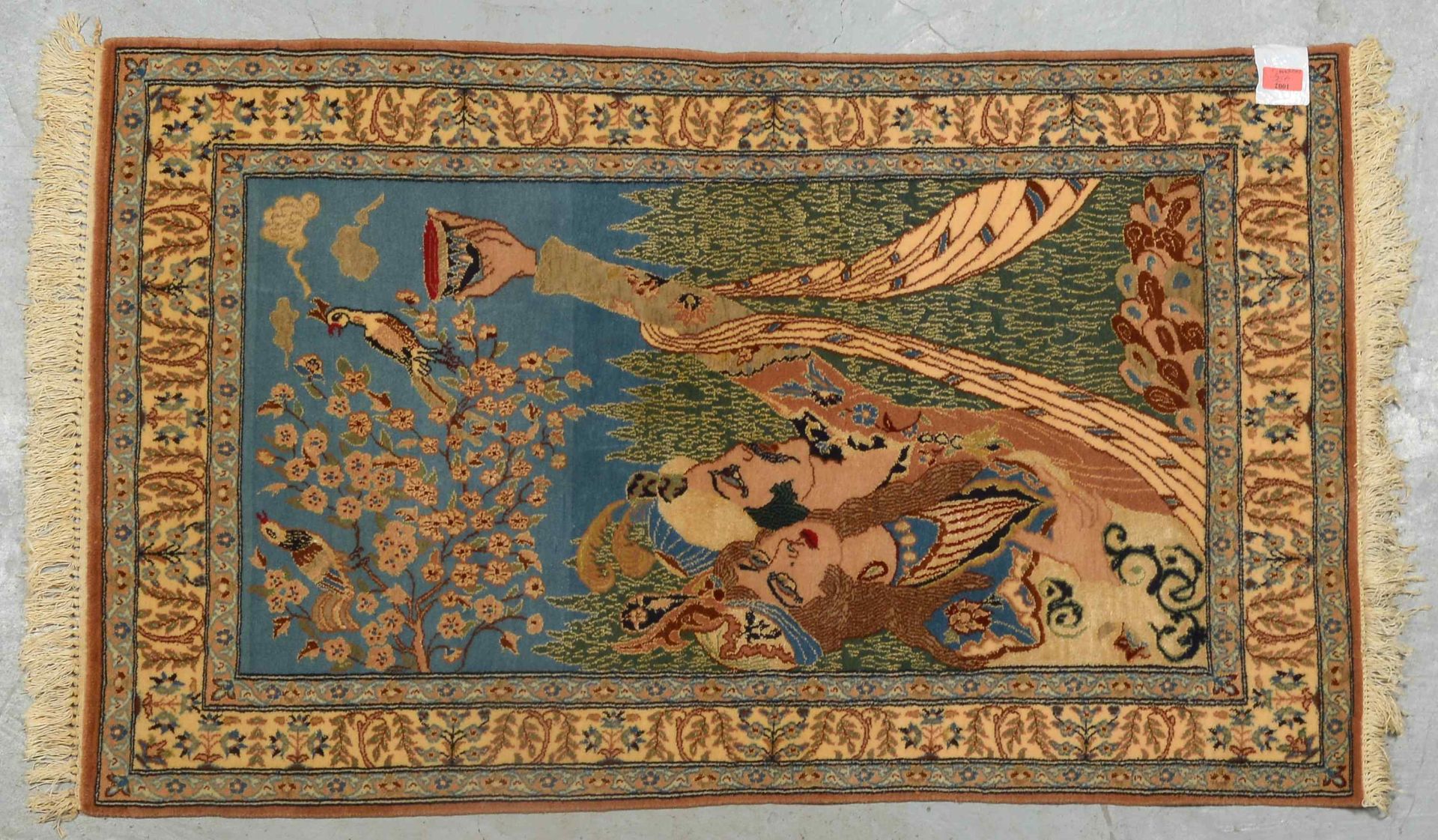 Nain-Bilderteppich, mit Seidenanteilen, sehr feine Knuepfung, ca. 850.000 Knoten/qm, Motiv -Junges P