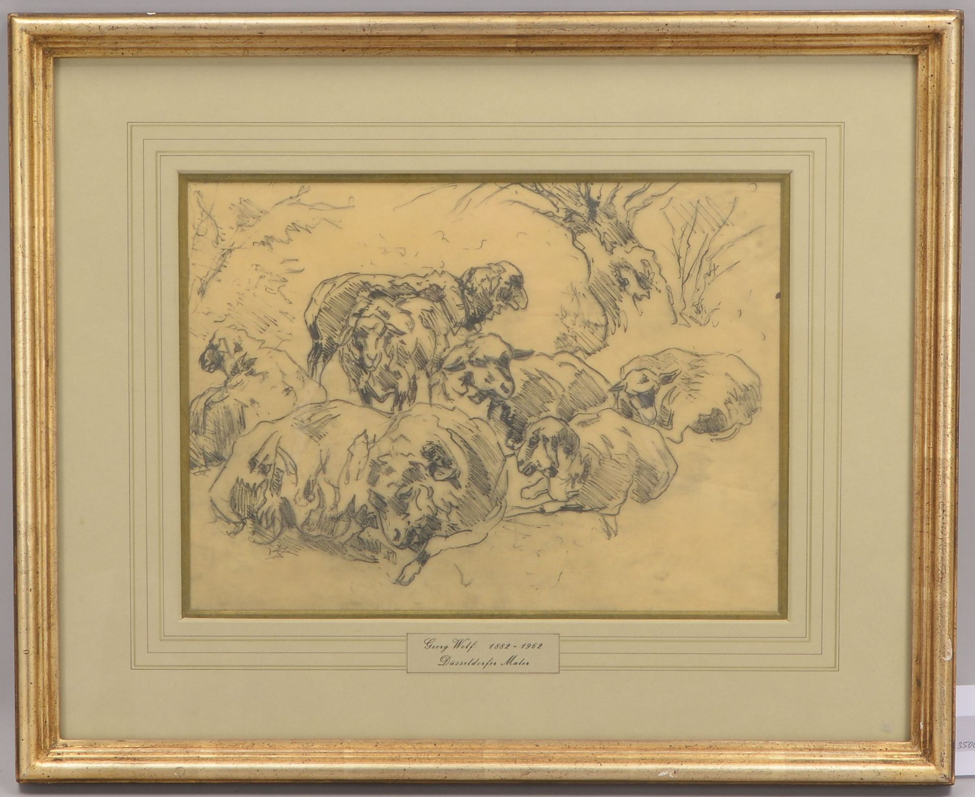 Wolf, Georg (1882 - 1962), -Schafe-, Bleistiftzeichnung, verso Nachlassstempel mit WVZ-Nr. 1030, u