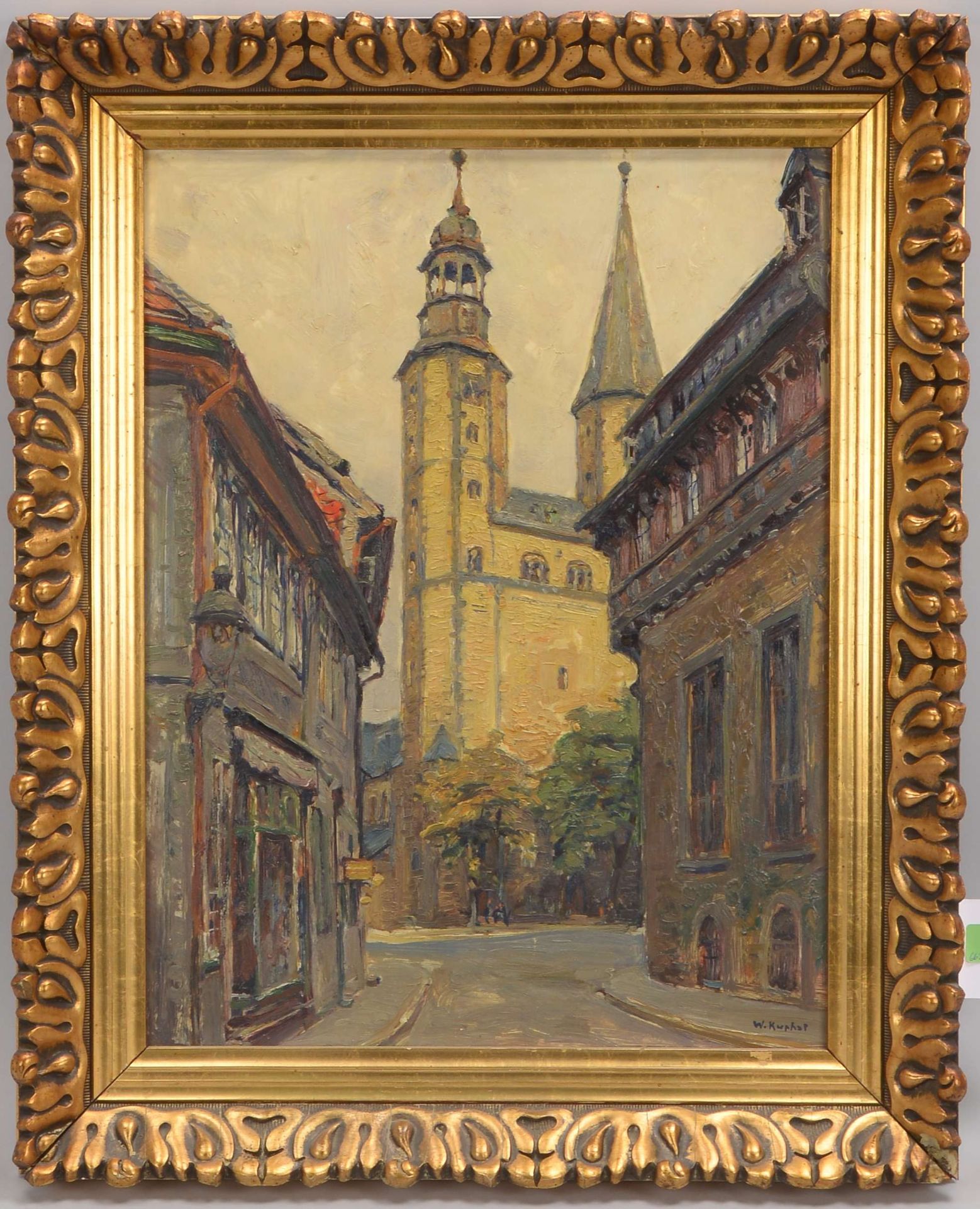 Kuphal, Walter (1890 - 1937), 'Ansicht vom Dom in Goslar - Stephanikirche', Öl auf Platte/gerahmt; B