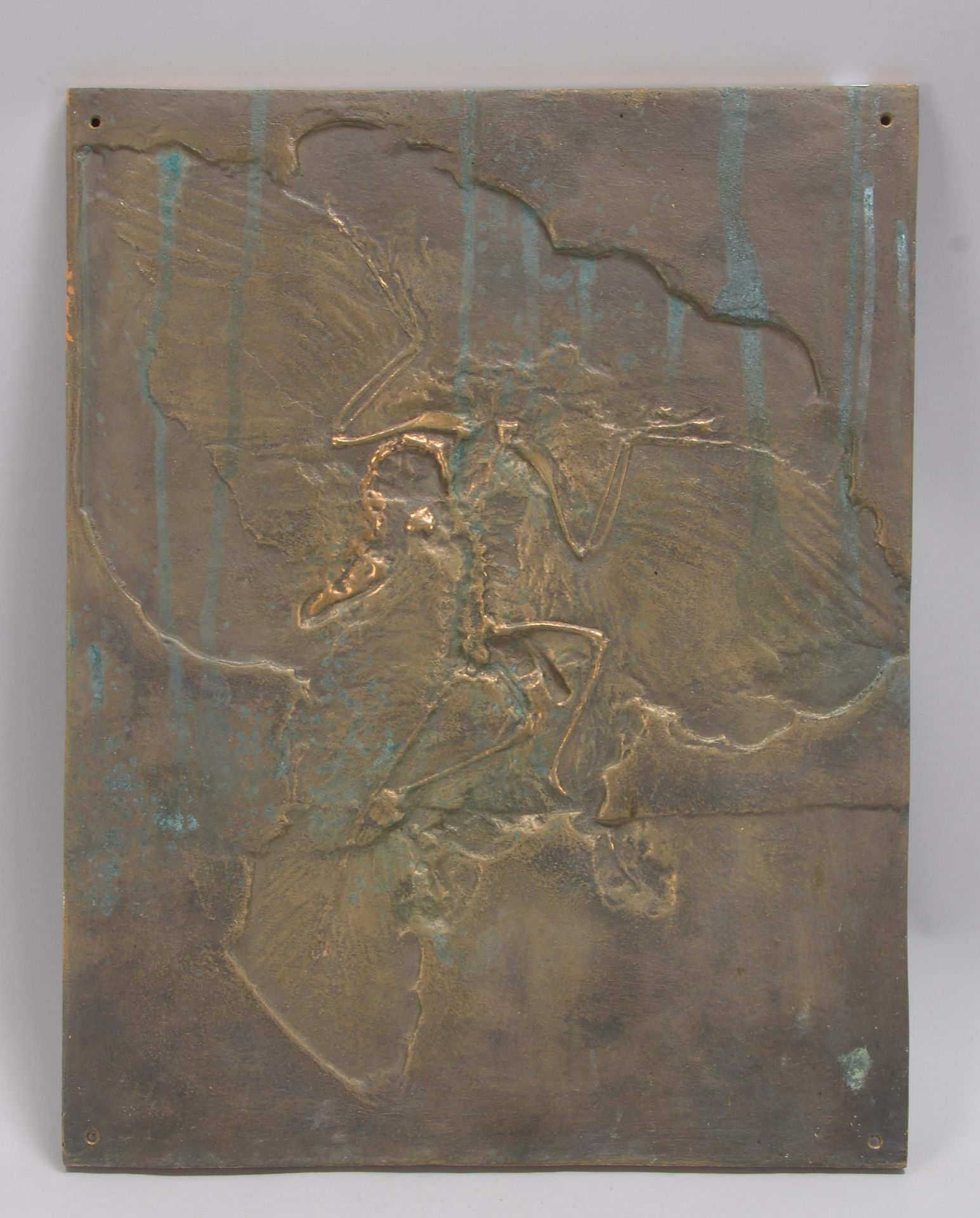 Heinig, Bronzerelief, &#039;Urzeitvogel&#039;, verso signiert und datiert (19)&#039;77&#039;; Ma&szl