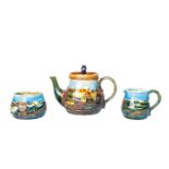 3PC Doulton Lambeth Stoneware Teapot Set