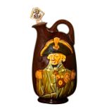 Royal Doulton Vice Admiral Lord Nelson Kingsware Whisky Flask With Lord Nelson In High Relief