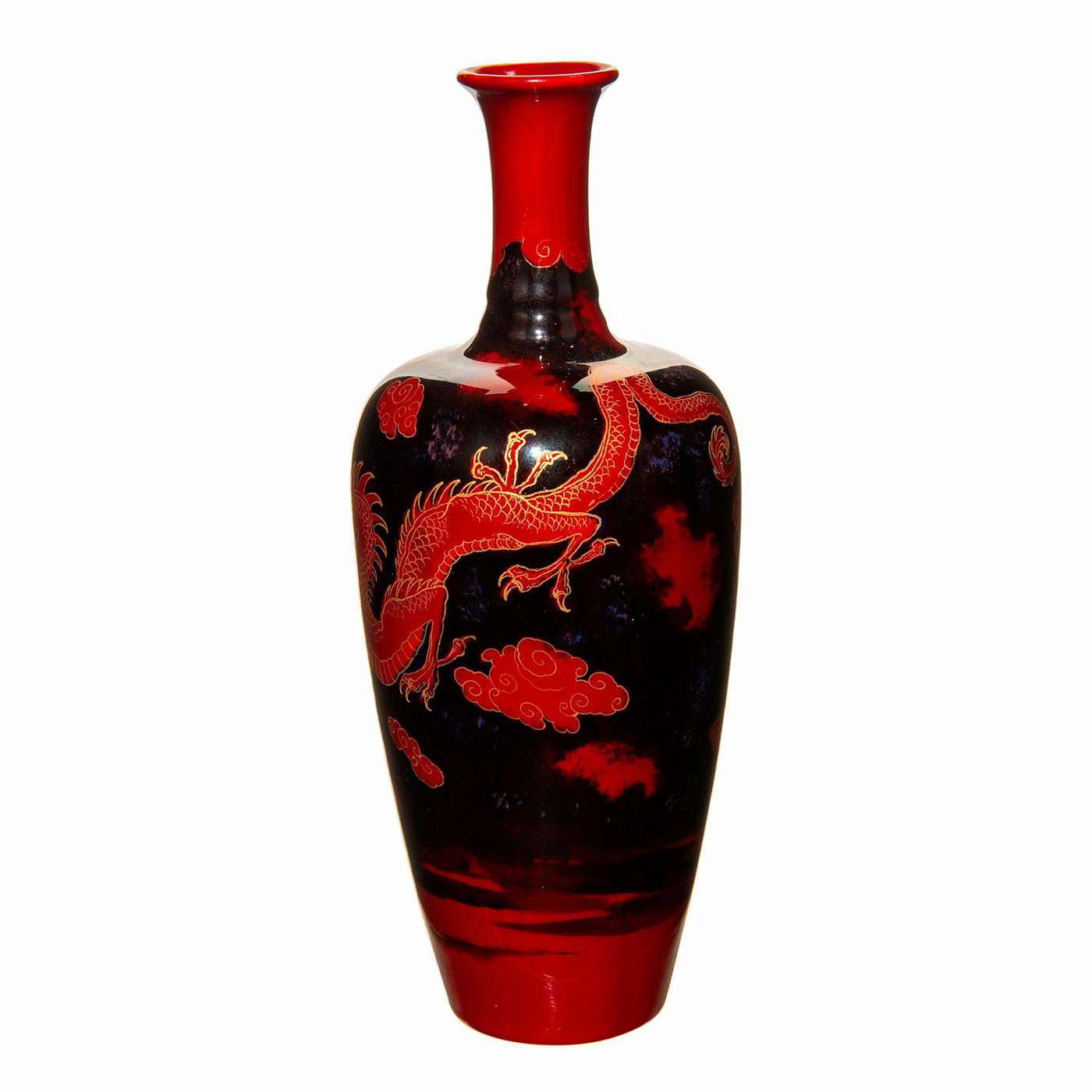 Royal Doulton Asian Dragon Sung Flambe Vase with Gold Accents - Image 2 of 5