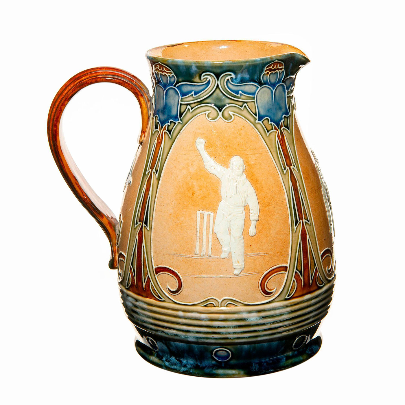 Royal Doulton Art Nouveau Style Lemonade Jug, Cricketers - Image 3 of 5