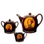 3pc Royal Doulton Kingsware A Cup That Cheers Tea Set