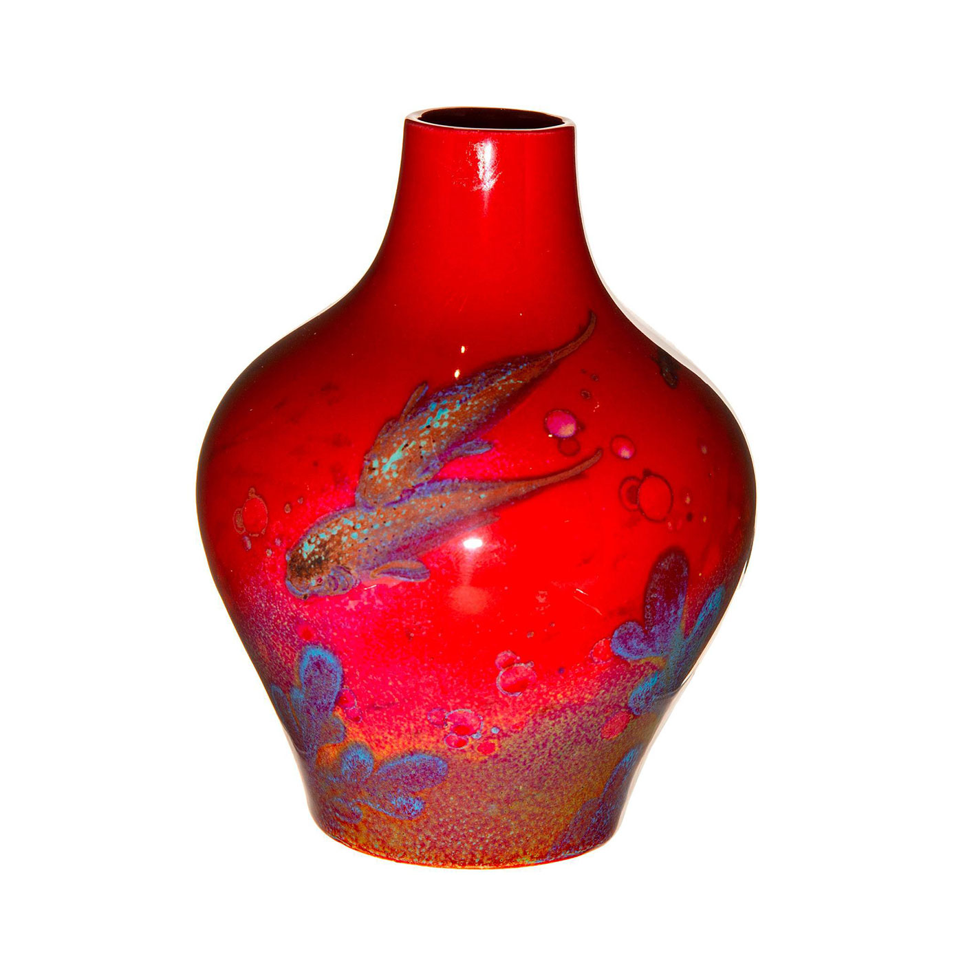 Royal Doulton Sung Flambe Vase, Underwater Fish Scene - Image 4 of 6