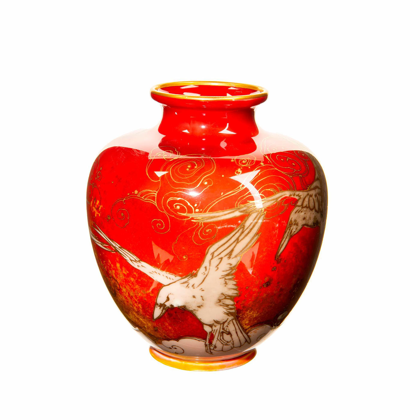 Royal Doulton Harry Nixon Flambe Vase, Kingfishers