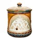 Doulton Lambeth Lidded Tobacco Jar, Rugby Players