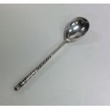 A Russian silver and Niello spoon on tapering stem