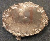 A good Old Sheffield plated salver with central ar