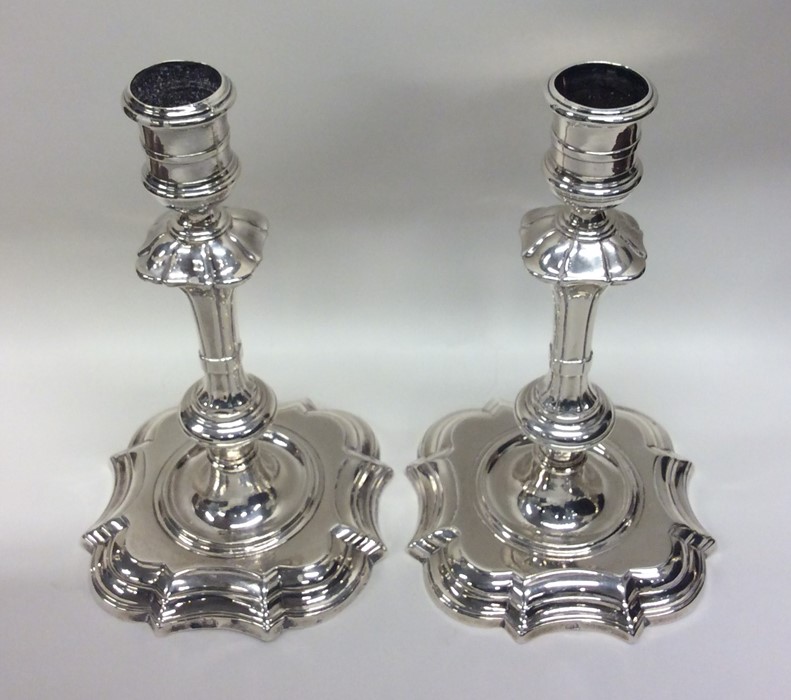 DUBLIN: A rare pair of George II cast silver candl - Image 2 of 3