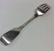 YORK: A rare fiddle pattern silver table fork with