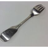 YORK: A rare fiddle pattern silver table fork with