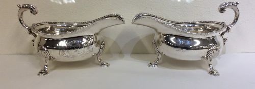 A pair of fine quality Georgian silver sauce boats