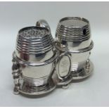 A good quality Victorian two piece silver cruet on