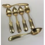 A set of six silver gilt spoons. Approx. 107 grams