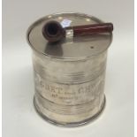 An unusual silver tobacco box, the lid mounted wit