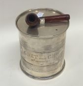 An unusual silver tobacco box, the lid mounted wit