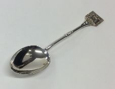An unusual silver souvenir spoon depicting Guildfo