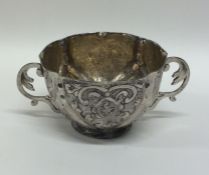 A Continental silver two handled cup with gilt int