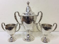 DUBLIN: A rare set of three Irish silver trophy cu