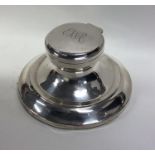 A circular silver hinged top inkwell. Birmingham 1