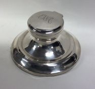 A circular silver hinged top inkwell. Birmingham 1