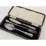 A good cased silver three piece preserve set with