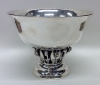 GEORG JENSEN: A stylish silver bowl on spreading b