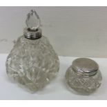 Two silver and glass mounted scent bottles. Variou