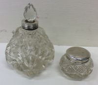 Two silver and glass mounted scent bottles. Variou