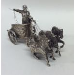 A heavy silver model of a horse and cart. London 1