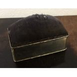 A rectangular silver mounted pin box with hinged l