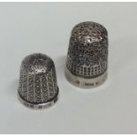 Two good quality silver thimbles. Approx. 11 grams