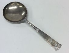 An early Norwegian silver tapering spoon with flor