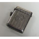 A large engine turned silver hinged top vesta case