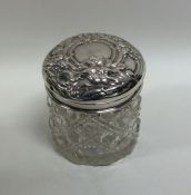 A good silver and hobnail cut dressing table jar.